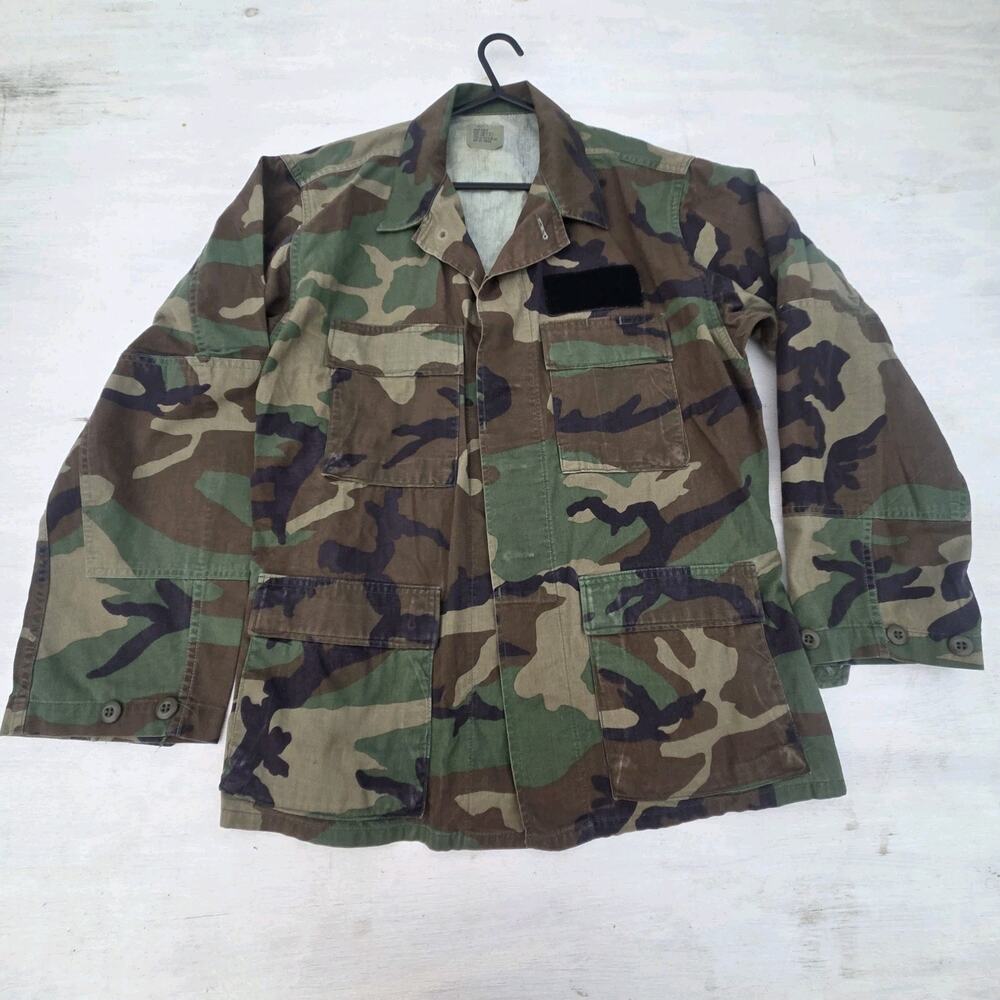 Vintage US Air Force Jacket Mens Medium Woodland Camo Combat Coat 90s